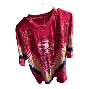 San Francisco 49ers red tie-dye t-shirt in size XL is a fan apparel item